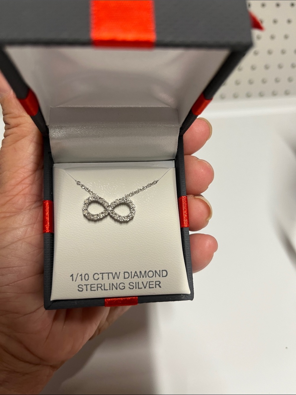 Sterling Silver Infinity Diamond Pendant Necklace - White
